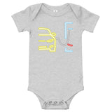 Tesla inspired apparel. Model S at supercharger. Supercharging. Plugged In S image centered on baby onesie.