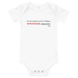 Tesla inspired apparel. Elon Musk quote. Maximize Enjoyment image centered on baby onesie.