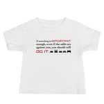 Tesla inspired apparel. Elon Musk quote. Against All Odds image centered on white t-shirt.