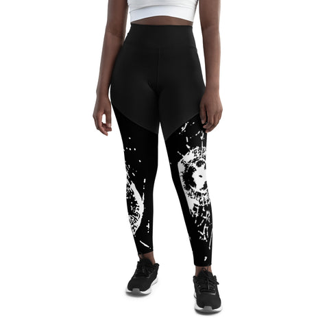 Tesla inspired apparel. Cybertruck. Steel Ball. Broken windows. Shattered image centered on leggings.