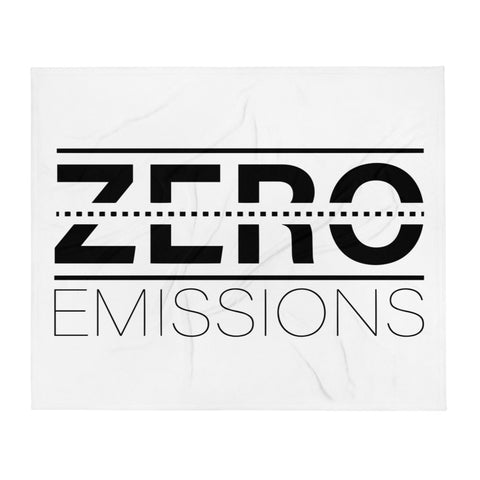 Tesla inspired apparel. EV no emissions. Electric Vehicle Car. Zero Emissions image centered on car throw blanket.