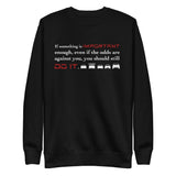 Tesla inspired apparel. Elon Musk quote. Against All Odds image centered on black pullover.