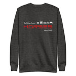 Tesla inspired apparel. Henry Ford and Elon Musk. Comments about horses. Building Faster Horses image centered on pullover sweatshirt.