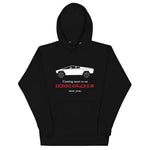 Tesla inspired apparel. Cybertruck. Apocalypse Near You image centered on hoodie.