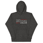 Tesla inspired apparel. Elon Musk quote. Against All Odds image centered on gray hoodie.