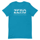 Tesla inspired apparel. EV no emissions. Electric Vehicle Car. Zero Emissions image centered on t-shirt.