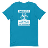 Tesla inspired apparel. Elon Musk quote. Cybertruck. Leader In Apocalypse Technology image centered on t-shirt.