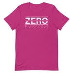 Tesla inspired apparel. EV no emissions. Electric Vehicle Car. Zero Emissions image centered on t-shirt.