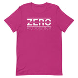 Tesla inspired apparel. EV no emissions. Electric Vehicle Car. Zero Emissions image centered on t-shirt.