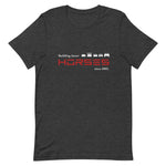 Tesla inspired apparel. Henry Ford and Elon Musk. Comments about horses. Building Faster Horses image centered on t-shirt.