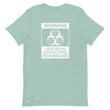 Tesla inspired apparel. Elon Musk quote. Cybertruck. Leader In Apocalypse Technology image centered on t-shirt.