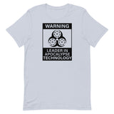 Tesla inspired apparel. Elon Musk quote. Cybertruck. Leader In Apocalypse Technology image centered on t-shirt.