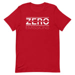 Tesla inspired apparel. EV no emissions. Electric Vehicle Car. Zero Emissions image centered on t-shirt.