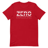 Tesla inspired apparel. EV no emissions. Electric Vehicle Car. Zero Emissions image centered on t-shirt.