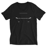 Tesla inspired apparel. Elon Musk quote. Cybertruck. Badass and Super Cool image centered on black v-neck t-shirt.