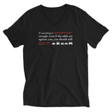 Tesla inspired apparel. Elon Musk quote. Against All Odds image centered on black t-shirt.