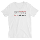 Tesla inspired apparel. Elon Musk quote. Against All Odds image centered on white t-shirt.