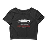 Tesla inspired apparel. Cybertruck. Apocalypse Near You image centered on cropped t-shirt.