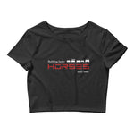 Tesla inspired apparel. Henry Ford and Elon Musk. Comments about horses. Building Faster Horses image centered on cropped t-shirt.