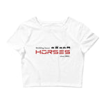 Tesla inspired apparel. Henry Ford and Elon Musk. Comments about horses. Building Faster Horses image centered on cropped t-shirt.