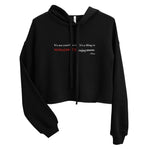 Tesla inspired apparel. Elon Musk quote. Maximize Enjoyment image centered on cropped hoodie.