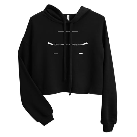 Tesla inspired apparel. Elon Musk quote. Cybertruck. Badass and Super Cool image centered on black cropped hoodie.