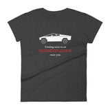 Tesla inspired apparel. Cybertruck. Apocalypse Near You image centered on fitted t-shirt.