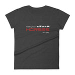 Tesla inspired apparel. Henry Ford and Elon Musk. Comments about horses. Building Faster Horses image centered on fitted t-shirt.