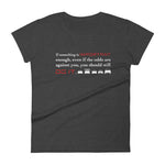 Tesla inspired apparel. Elon Musk quote. Against All Odds image centered on gray t-shirt.