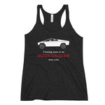 Tesla inspired apparel. Cybertruck. Apocalypse Near You image centered on racerback tank.